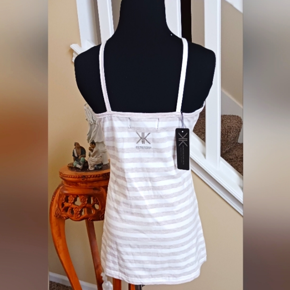 Kim Kardashian Striped White and Beige TankTop NWT - Picture 3 of 8